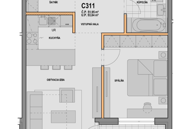 2-izbový byt S_C311_BD1