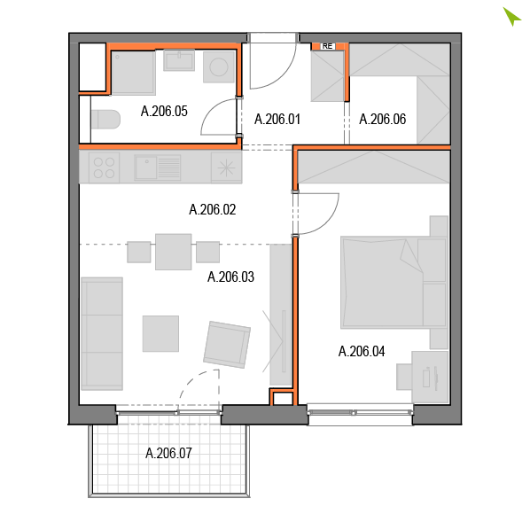 2-izbový byt A206, Novomestská