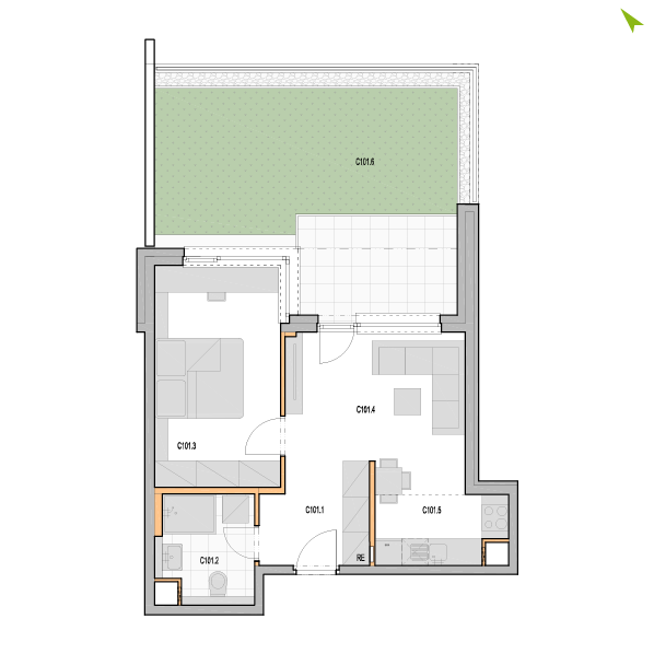 2-izbový byt C101, Kvetná