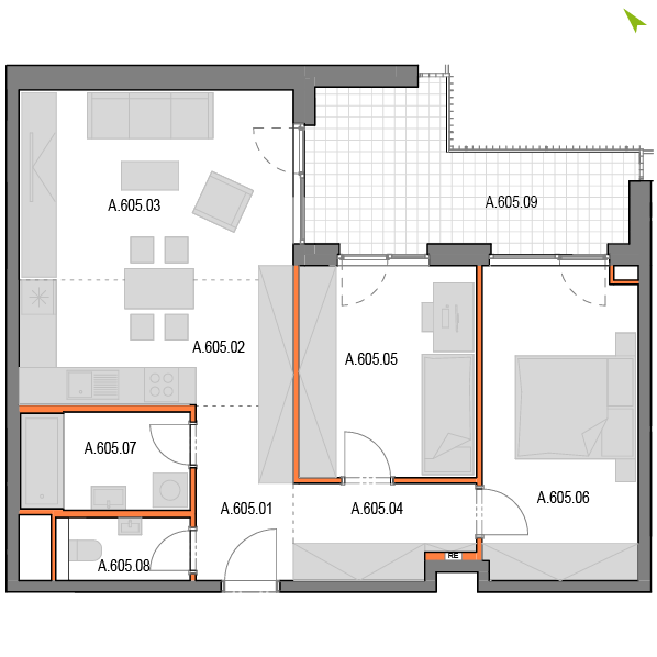 3-izbový byt A605, Novomestská