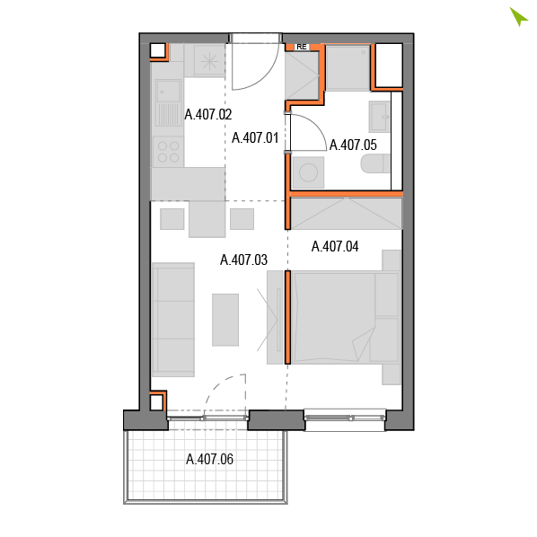 1.5-izbový byt A407, Novomestská