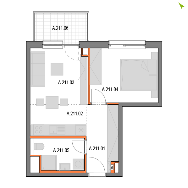 2-izbový byt A211, Novomestská