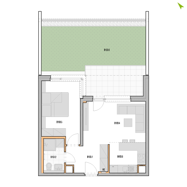 2-izbový byt B103, Kvetná