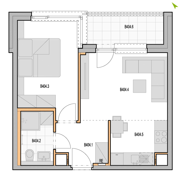 2-izbový byt B404, Kvetná