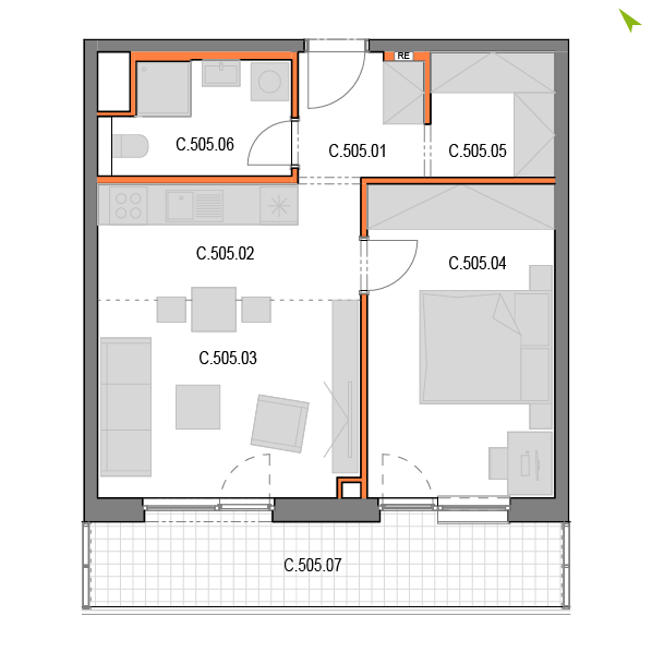 2-izbový byt C505, Novomestská