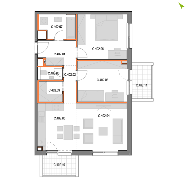 3-izbový byt C402, Novomestská
