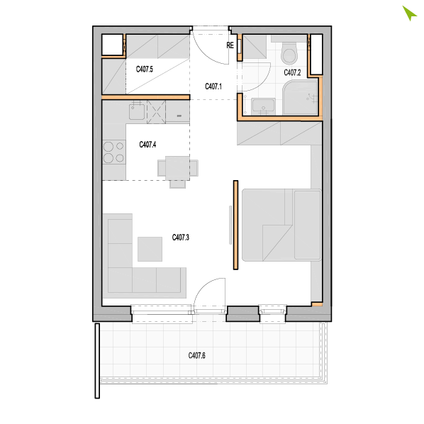 1.5-izbový byt C407, Kvetná
