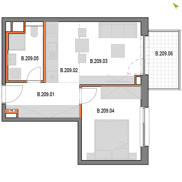 2-izbový byt B209, Novomestská
