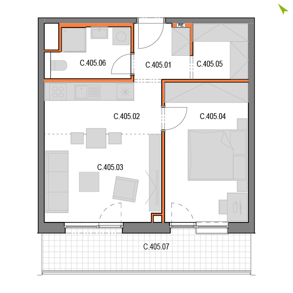 2-izbový byt C405, Novomestská