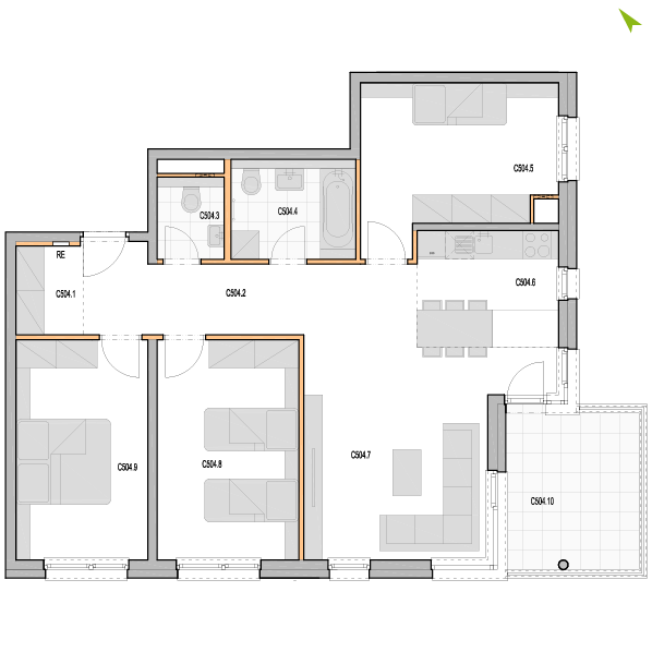 4-izbový byt C504, Kvetná