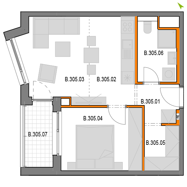 2-izbový byt B305, Novomestská