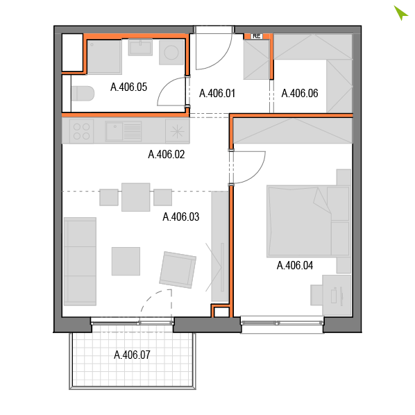 2-izbový byt A406, Novomestská
