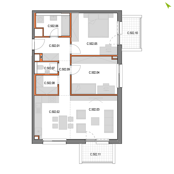 3-izbový byt C502, Novomestská