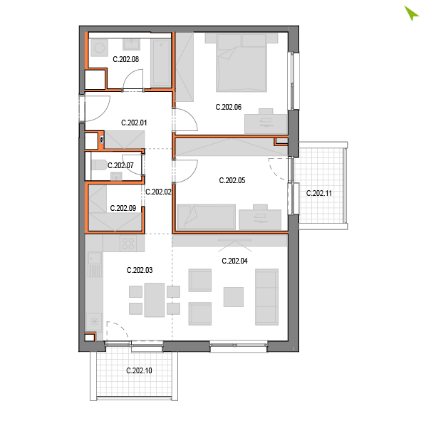 3-izbový byt C202, Novomestská