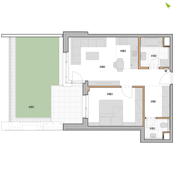 2-izbový byt A109, Kvetná