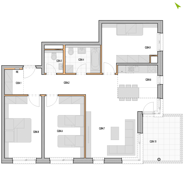 4-izbový byt C204, Kvetná