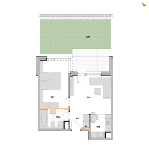 2-izbový byt B105, Kvetná