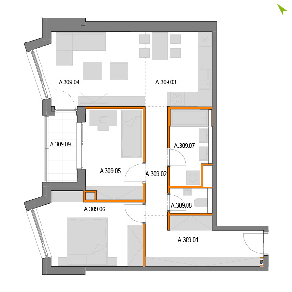 3-izbový byt A309, Novomestská