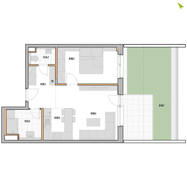 2-izbový byt B108, Kvetná