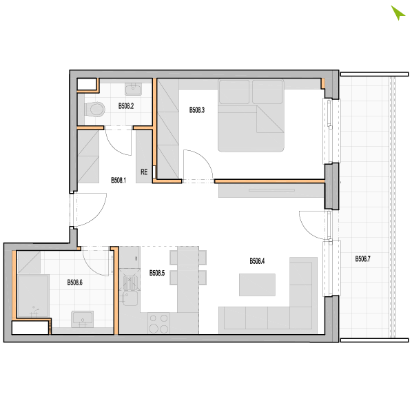 2-izbový byt B508, Kvetná