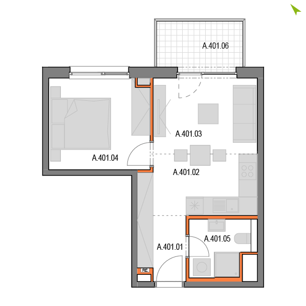 2-izbový byt A401, Novomestská