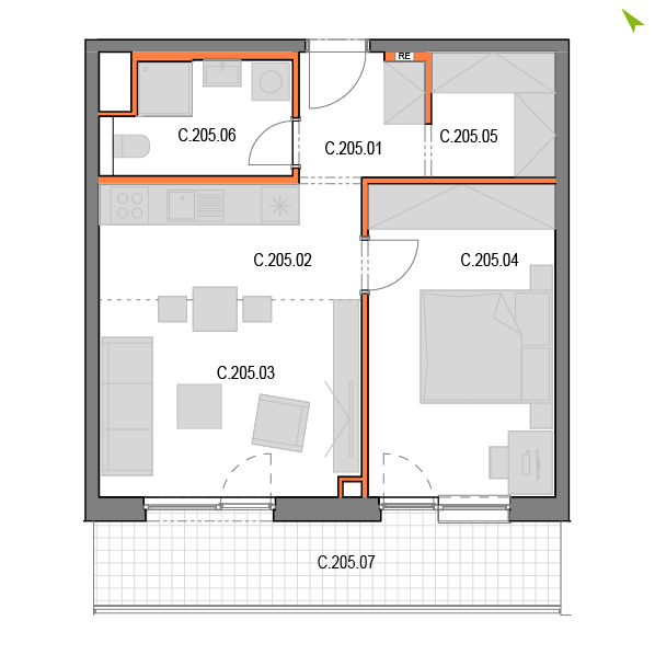 2-izbový byt C205, Novomestská