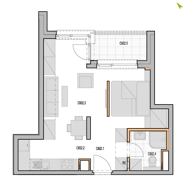 1.5-izbový byt C602, Kvetná