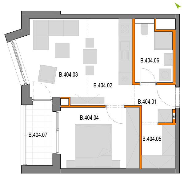 2-izbový byt B404, Novomestská
