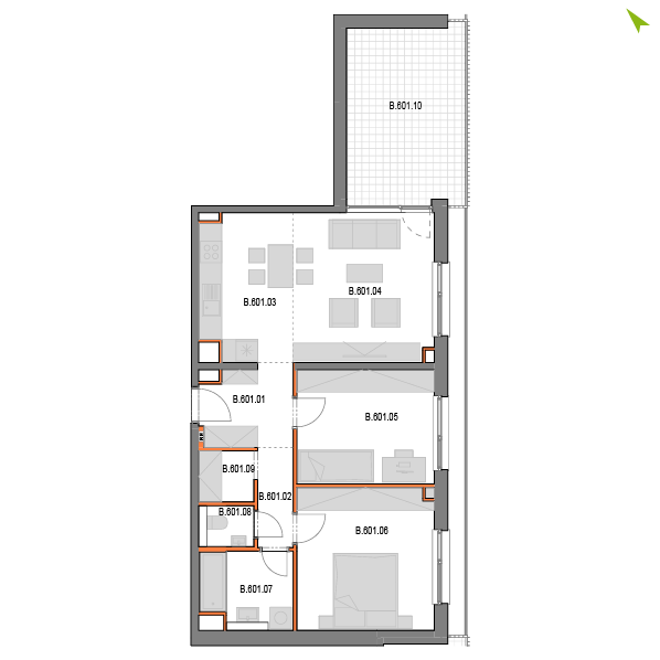 3-izbový byt B601, Novomestská