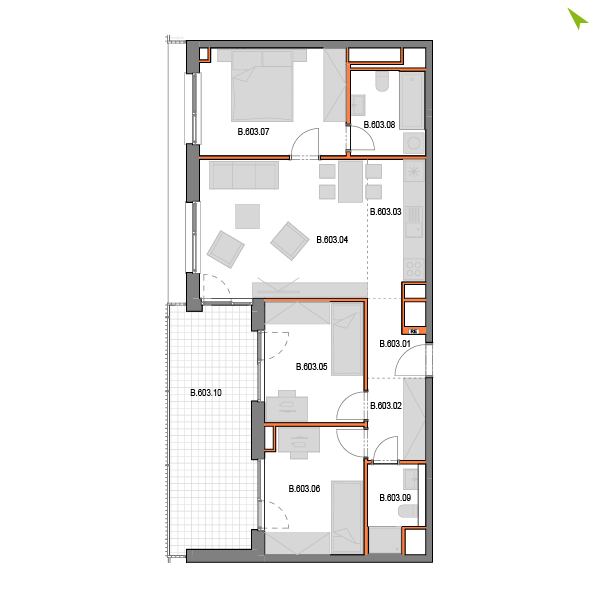 4-izbový byt B603, Novomestská
