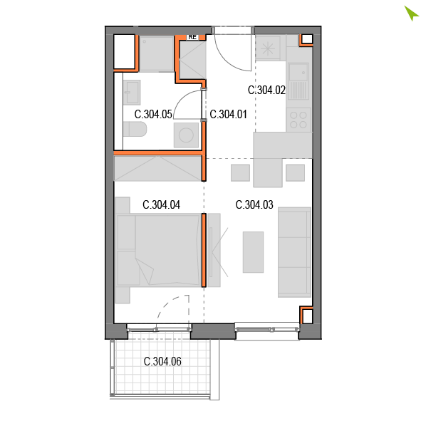 1.5-izbový byt C304, Novomestská