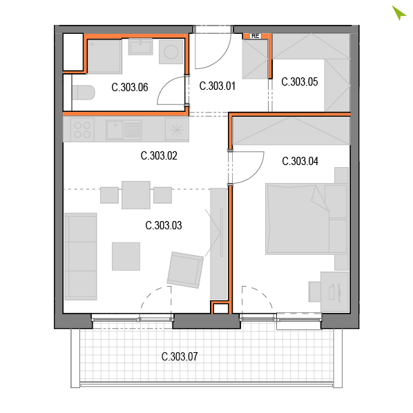 2-izbový byt C303, Novomestská