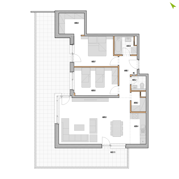 3-izbový byt A608, Kvetná