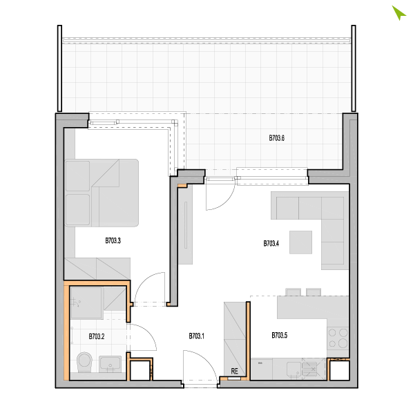 2-izbový byt B703, Kvetná