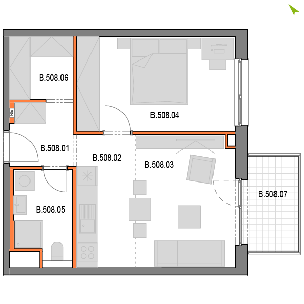 2-izbový byt B508, Novomestská
