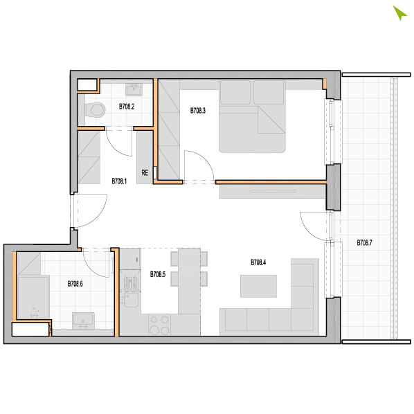 2-izbový byt B708, Kvetná