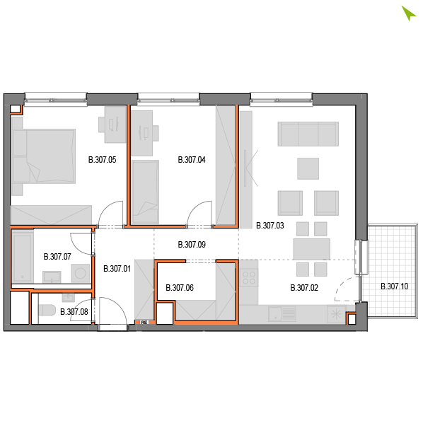 3-izbový byt B307, Novomestská