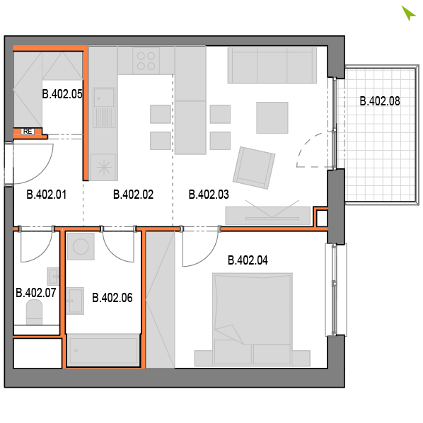 2-izbový byt B402, Novomestská