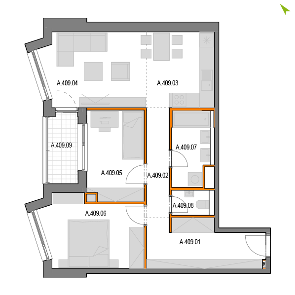 3-izbový byt A409, Novomestská