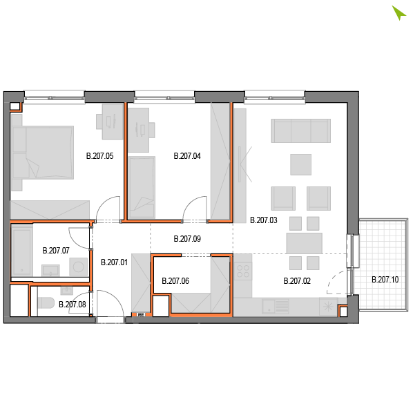 3-izbový byt B207, Novomestská