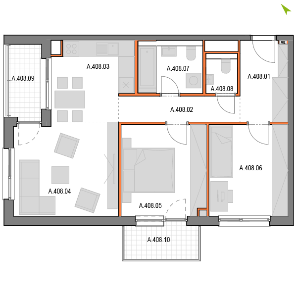 3-izbový byt A408, Novomestská