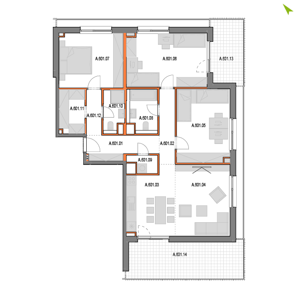 4-izbový byt A601, Novomestská