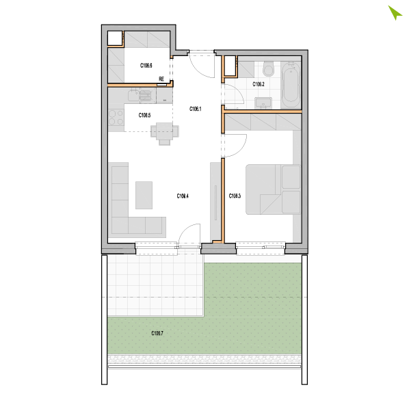 2-izbový byt C106, Kvetná
