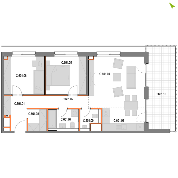 3-izbový byt C601, Novomestská