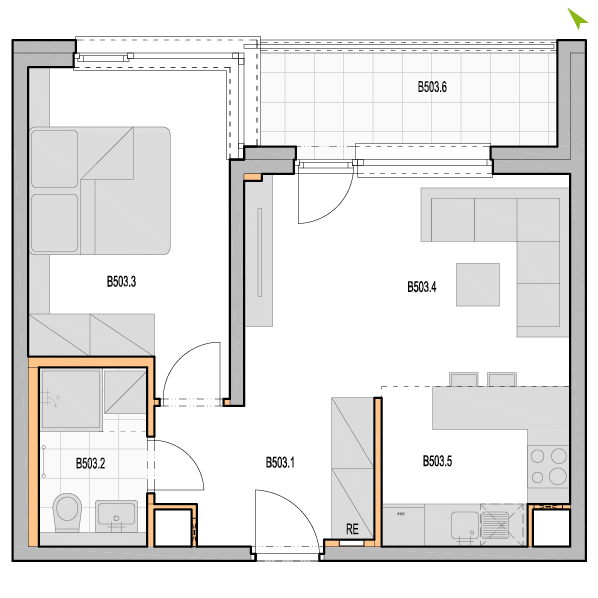 2-izbový byt B503, Kvetná