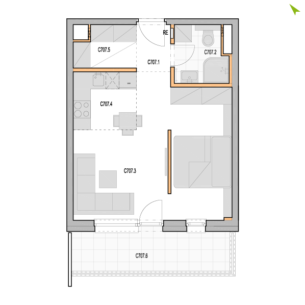 1.5-izbový byt C707, Kvetná