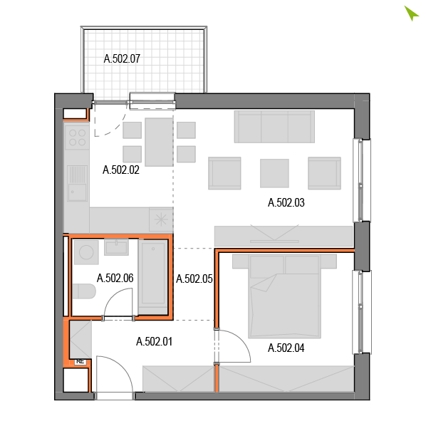 2-izbový byt A502, Novomestská