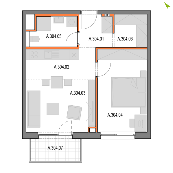 2-izbový byt A304, Novomestská