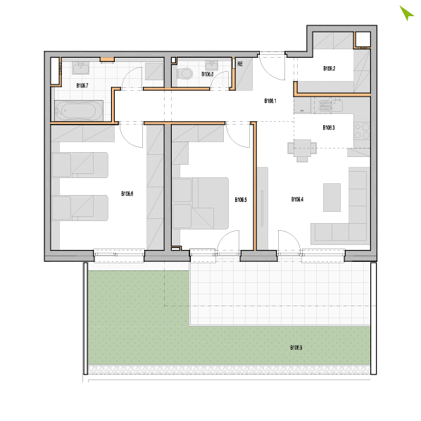 3-izbový byt B106, Kvetná