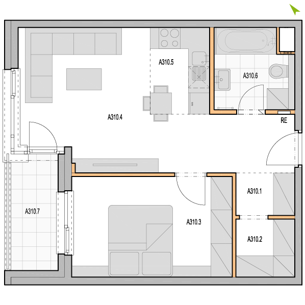 2-izbový byt A310, Kvetná